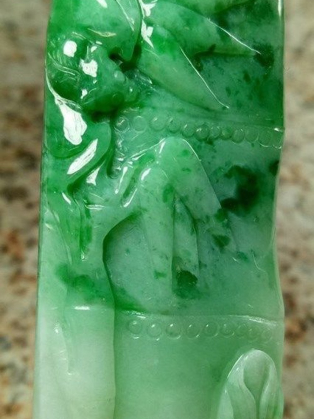 Certified Green Natural Grade A Jadeite Jade Handmade Carved Bamboo Bat Pendant